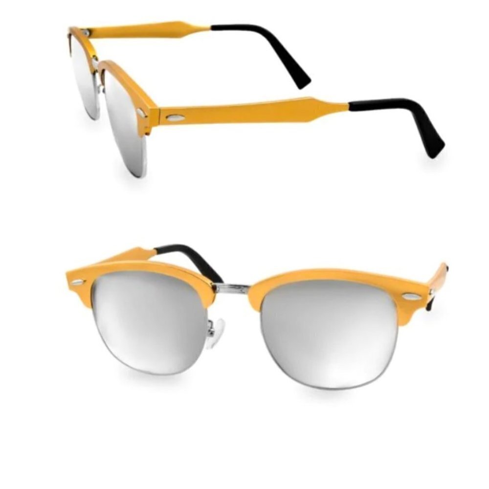 NWT AQS Milo 49mm Clubmaster Sunglasses in Gold O278